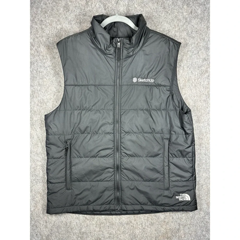 The North Face XL Puffer Vest Black SketchUp Trimble Logo Full Zip